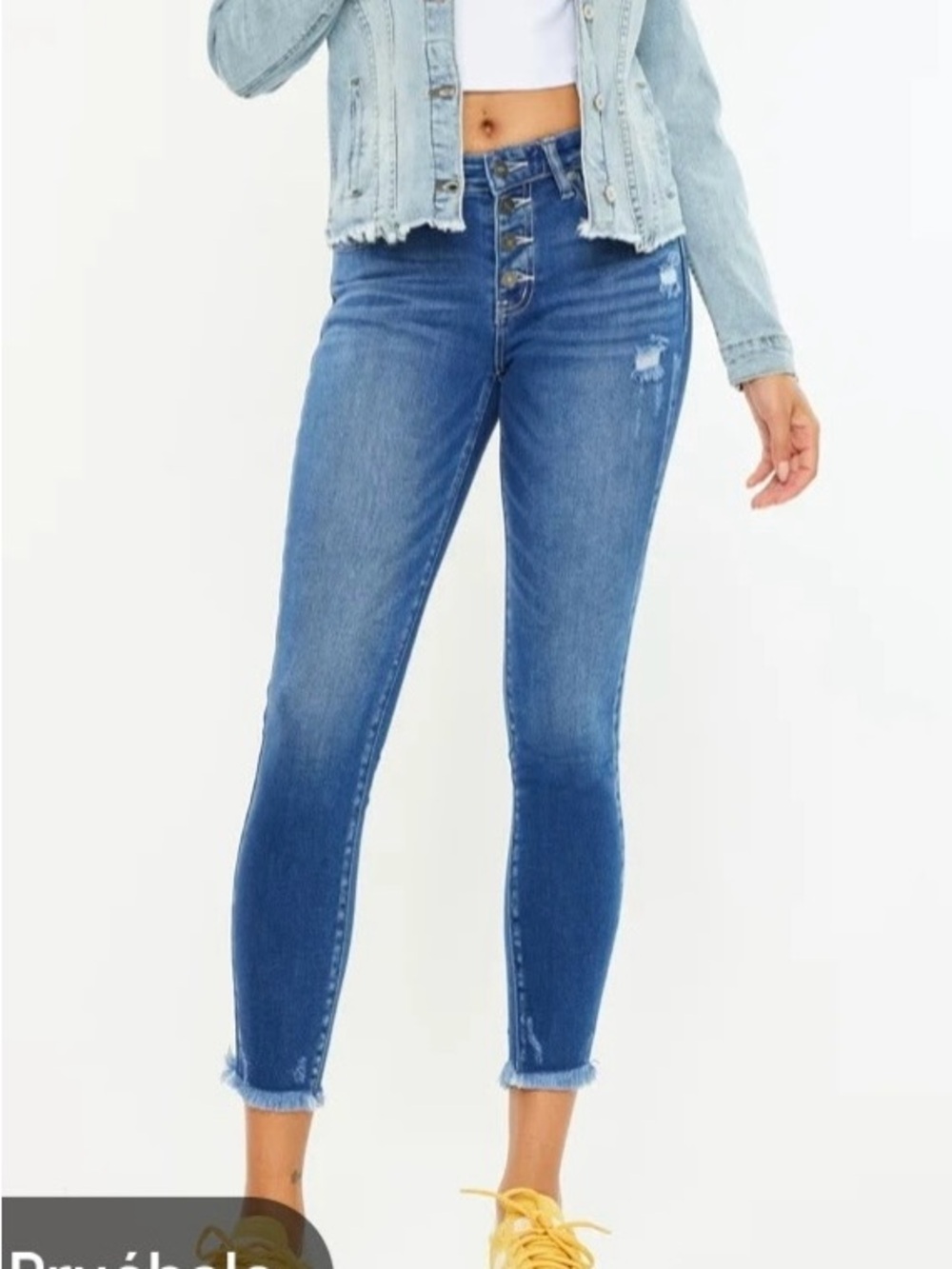 KanCan‎ plus size mid-Rise Button-Fly Cropped Skinny Jeans with Frayed Hem